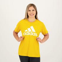 Camiseta Adidas Big Logo Feminina Amarela e Branca