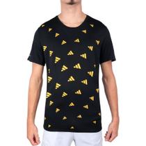 Camiseta Adidas Brand Love Graphic Preta e Amarela