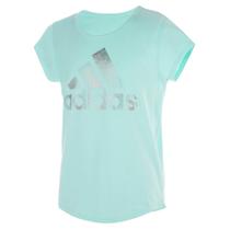 Camiseta Adidas de manga curta de algodão com gola redonda para meninas