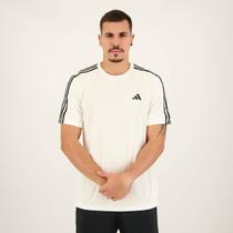 Camiseta Adidas Essentials 3 Listras Branca e Preta