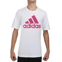 Camiseta Adidas Essentials Big Logo Branca e Pink