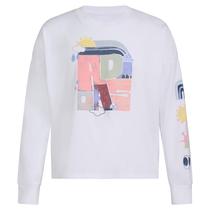 Camiseta Adidas Girls de manga comprida e cintura redonda branca