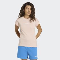 Camiseta Adidas Logo Linear Feminina Rosa e Branco