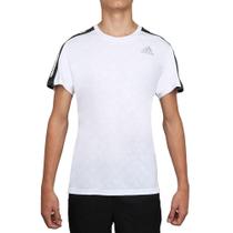 Camiseta Adidas Own the Run 3-Stripes Branca e Preta