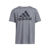 Camiseta Adidas, tamanho masculino, manga curta, com logotipo AEROREADY Performance, cinza carvão, mesclada, pequena (mais de 8)