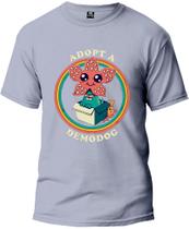 Camiseta Adopt a Demondog Básica Malha Algodão 30.1 Masculina e Feminina Manga Curta