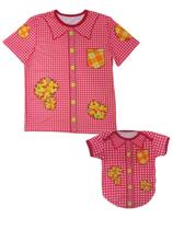 Camiseta Adulta e Body de Bebê Tal Pai Tal Filho Festa Junina Xadrez Vermelho