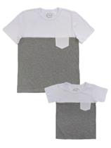 Camiseta adulta e infantil masculina com bolso tal pai tal filho Camiseta adulta e infantil masculina com bolso tal pai tal filho