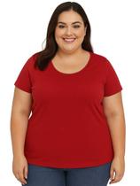 Camiseta Adulta Feminina Básica Lisa Vermelha Tamanho Especial Plus Size Camiseta Adulta Feminina Básica Lisa Vermelha Tamanho Especial Plus Size