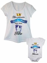 Camiseta Adulta Feminina e Body de Bebê Primeiro Dia das Mães