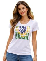 Camiseta Adulta Feminina Estampa Brasil Camiseta Adulta Feminina Estampa Brasil