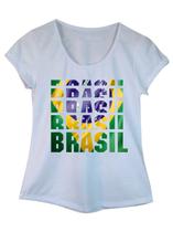 Camiseta Adulta Feminina Estampa Brasil Camiseta Adulta Feminina Estampa Brasil