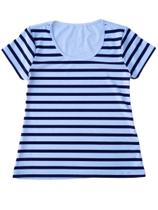 Camiseta Adulta Feminina Listrada Branca Azul - Calupa
