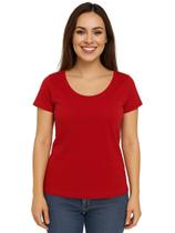 Camiseta Adulta Feminina Manga Curta Básica Lisa Vermelha Camiseta Adulta Feminina Manga Curta Básica Lisa Vermelha