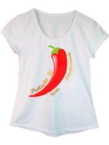 Camiseta Adulta Feminina Manga Curta Estampa Pimenta