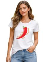 Camiseta Adulta Feminina Manga Curta Estampa Pimenta