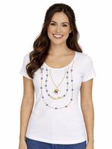 Camiseta Adulta Feminina Manga Curta Xô Mau Olhado Camiseta Adulta Feminina Manga Curta Xô Mau Olhado