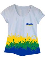 Camiseta Adulta Feminina Plus Size Brasil Torcida