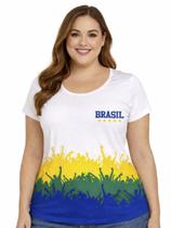 Camiseta Adulta Feminina Plus Size Brasil Torcida