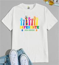 Camiseta Adulto Autismo Diferente Não Menos Mãos Est 1.39 - Autismo Zlprint