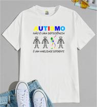 Camiseta Adulto Autismo Não é uma Deficiência Caveiras Est. 1.62 - Autista Zlprint