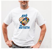 Camiseta Adulto Avô de Autista Mãos Est. 1.56 - Autismo Zlprint