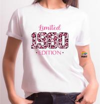 Camiseta Adulto Camiseta Aniversário Edition Limited 1980 Est.Onçinha Rosa - Zlprint