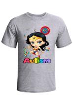 Camiseta adulto infantil autista autismo mulher maravilha
