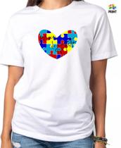 Camiseta Adulto Mãe de Autista Coração Est. 1.36 - Autismo Zlprint