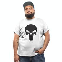 Camiseta Adulto Masculina tamanho grande Plus Size estampa Justiceiro Caveira
