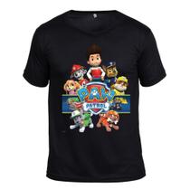 Camiseta Adulto Personagens Patrulha Canina PAW Manga Curta Leve