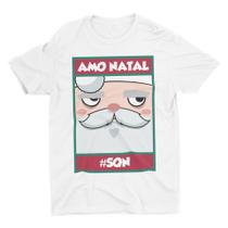 Camiseta Adulto Plus Size Amo Natal SQN Branca