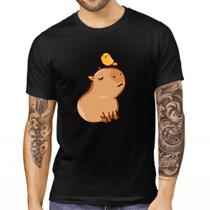 Camiseta Adulto Preta Capivara Capybara Animal Estimação