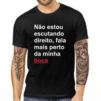 Camiseta Adulto Preta Frases Zueira Romantico Boca Beijo