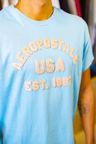 Camiseta Aeropostale Masculina Bordada USA Azul