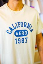 Camiseta Aeropostale Masculina Estampada Califórnia Creme