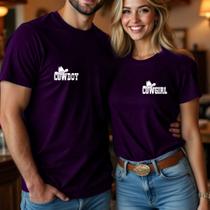 Camiseta Afulto Unissex Casal Country Estampa Cowboy e Cowgirl Peito Minimalista Linda Fofa Agro
