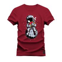 Camiseta Agodão T-Shirt Unissex Premium Macia Estampada Astronauta Luinha