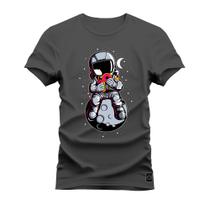 Camiseta Agodão T-Shirt Unissex Premium Macia Estampada Astronauta Luinha