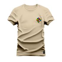 Camiseta Agodão T-Shirt Unissex Premium Macia Estampada Cubo Nexstar Montado Peito