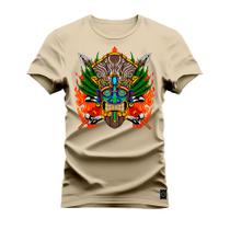 Camiseta Agodão T-Shirt Unissex Premium Macia Estampada Mask Of Color