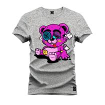 Camiseta Agodão T-Shirt Unissex Premium Macia Estampada Urso Amassado