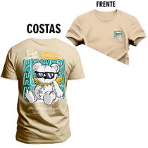 Camiseta Agodão T-Shirt Unissex Premium Macia Estampada Urso Rei Hain Frente e Costas