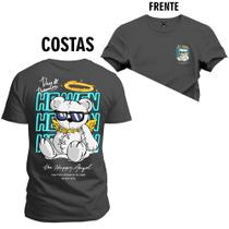 Camiseta Agodão T-Shirt Unissex Premium Macia Estampada Urso Rei Hain Frente e Costas