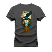 Camiseta Águia Guardiã Plus Size Extra Grande Gola Redonda Estampada