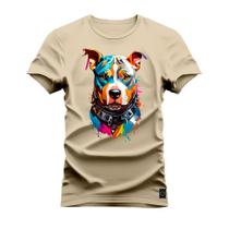 Camiseta Algodão 30.1 Premium Estampada Dog Olhar Colors