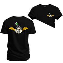 Camiseta Algodão 30.1 Premium Estampada Olho Asas Frente Costas