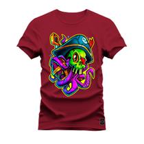 Camiseta Algodão 30.1 Premium Estampada Polvo Pirata