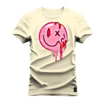 Camiseta Algodão 30.1 Premium Estampada Smile Chiclete