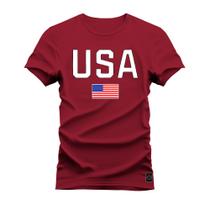 Camiseta Algodão 30.1 Premium Estampada USA Bandeira